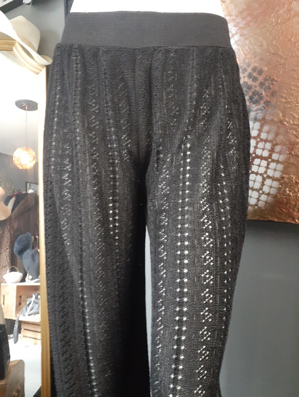 Zara Nwt Black Knit Lace Effect Baloon Cropped Pants - Picture 12 of 16